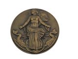an image of a bronze coin with a woman on it