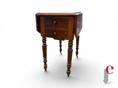 an image of a small wooden table with a drawer on top of it