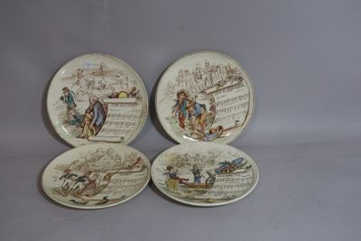 three plates with a picture of a man and a woman on them