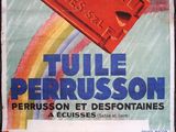 french poster advertising tulle perrusson in the rain with a rainbow in the background