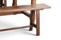 TABLE dite de ferme en chêne naturel à entretoises et tiroir… (photo 3)