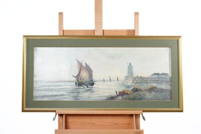 a picture of a painting on a easel with a picture on it