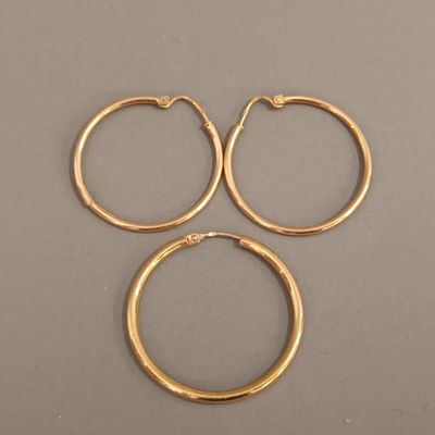 Créoles en or jaune 18K, Pds : 2,4 g - Photo 1