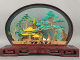une photo d'une maquette représentant un temple chinois