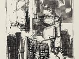 dessin en noir et blanc représentant une personne assise sur un banc