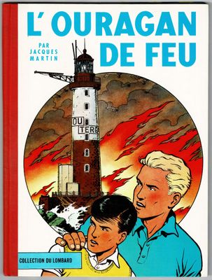 the cover of l ' oursagan de feu, a children ' s book with a lighthouse in
