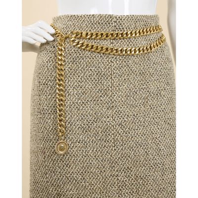 CHANEL, Ceinture à chaîne maille gourmette en métal doré ret…