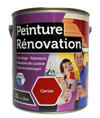 la peinture est rouge et blanche, avec une bande noire dessus