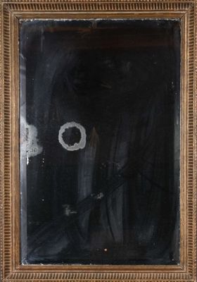 tableau représentant un homme vêtu d'un manteau noir et d'un chapeau blanc