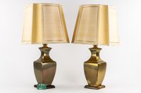 Deknudt, paire de lampes de table, bronze doré et bois, styl… (photo 2)