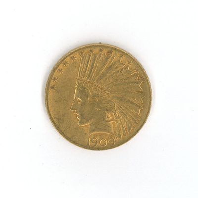 une pièce d'or à l'effigie d'un Indien