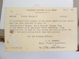 une photo d'une lettre émanant du service des finances de l'armée américaine