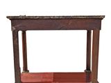 a small wooden table with a shelf on top of it