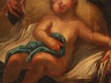 an image of a painting of a man holding a baby in his lap