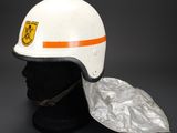 a close up of a helmet on a mannequin head