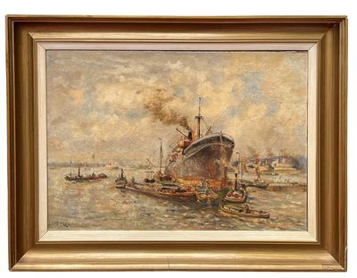 an image of a painting of a boat in a body of water