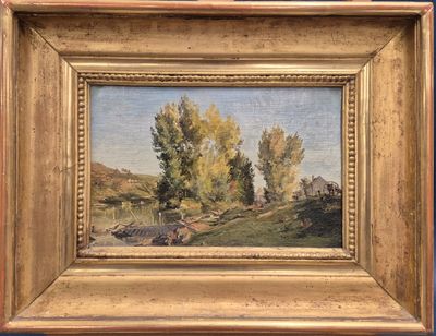 Eugène VARIN Paysage de la Marne Huile sur toile contrecollé…