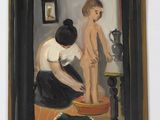 un tableau représentant un homme et une femme dans une pièce