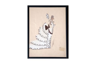 l'image d'un dessin représentant une femme en robe blanche