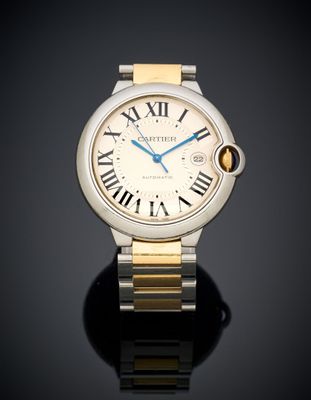 cartier ballon de carton watch with two tone bracelet