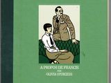 a green book with a picture of a man and a woman sitting on a couch