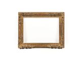 an old picture frame on a white wall with a white background