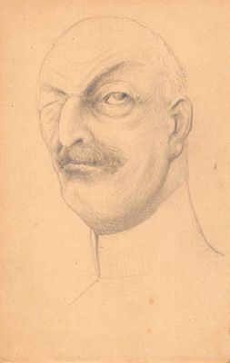 portrait d'un homme portant une moustache et une barbichette