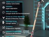 un gros plan d'un aspirateur posé sur une table dans une pièce