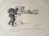 a drawing of a man carrying a woman on his back