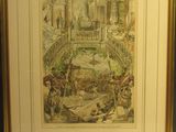 framed picture of a painting of a garden with people in it