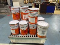 Lot d'environ 11 seaux métalliques 25 kg de produits Polypro…