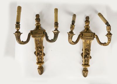 pair of antique brass wall sconces