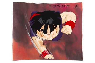 cartoon drawing of a young gohan with a sword in his hand