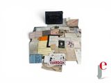 a pile of old papers on a white surface
