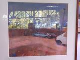 a picture of a painting on a easel in a room
