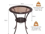 Dimensions du produit : table de jardin « Jardinne » en résine noire, ensembles de mobilier de chambre, idées de décoration d'intérieur
