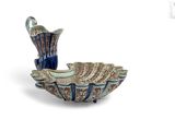 a blue and white bowl and a blue and white vase