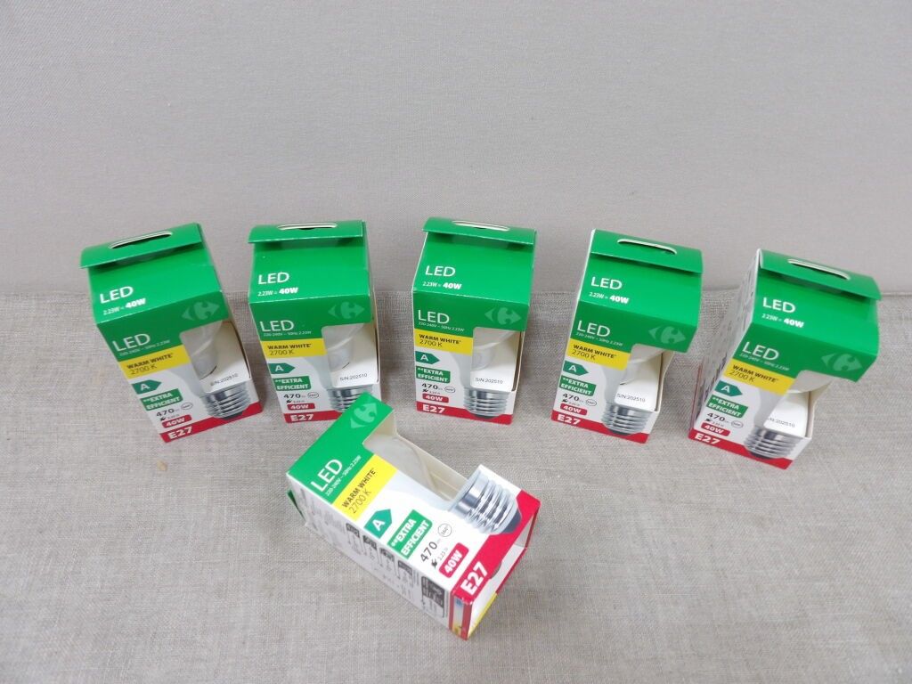 Lot de x6 ampoules E27 LED A de 40W.