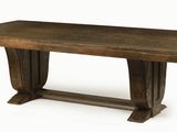 the table is made of wood and has a wooden base