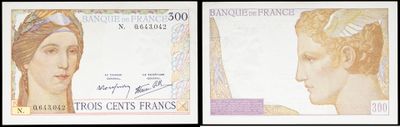 two different pictures of a woman ' s face on a bank note