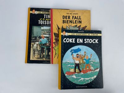 HERGÉ - Ensemble de 3 albums des Aventures de Tintin - Coke …