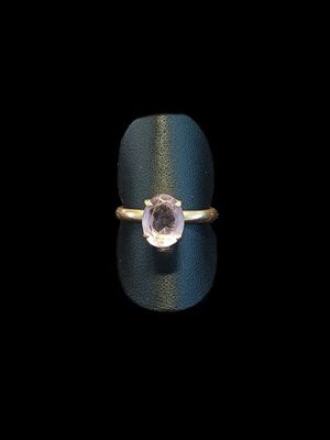 Bague en or jaune 18k (AC) sertissant une pierre rose (égris… - Photo 1