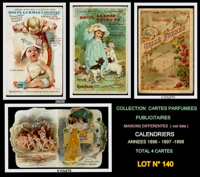 four vintage postcards of women and children with names and pictures