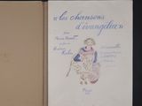 a book with a drawing of a woman holding a cane