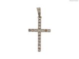 Pendentif en forme de croix en or blanc 14 carats serti de diamants