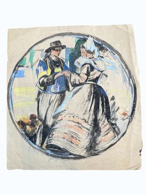 LEDERLÉ Maurice (1887-1988) Couple de Fouesnantais