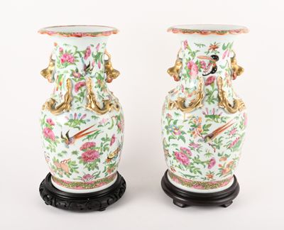 paire de vases chinois ornés d'oiseaux et de fleurs