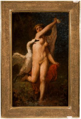 une image représentant un tableau d'une femme nue tenant un oiseau