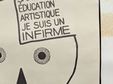 a poster with a drawing of a man ' s head on it