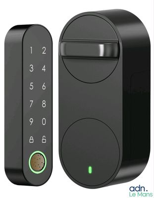 a close up of a door lock with a keypad on it